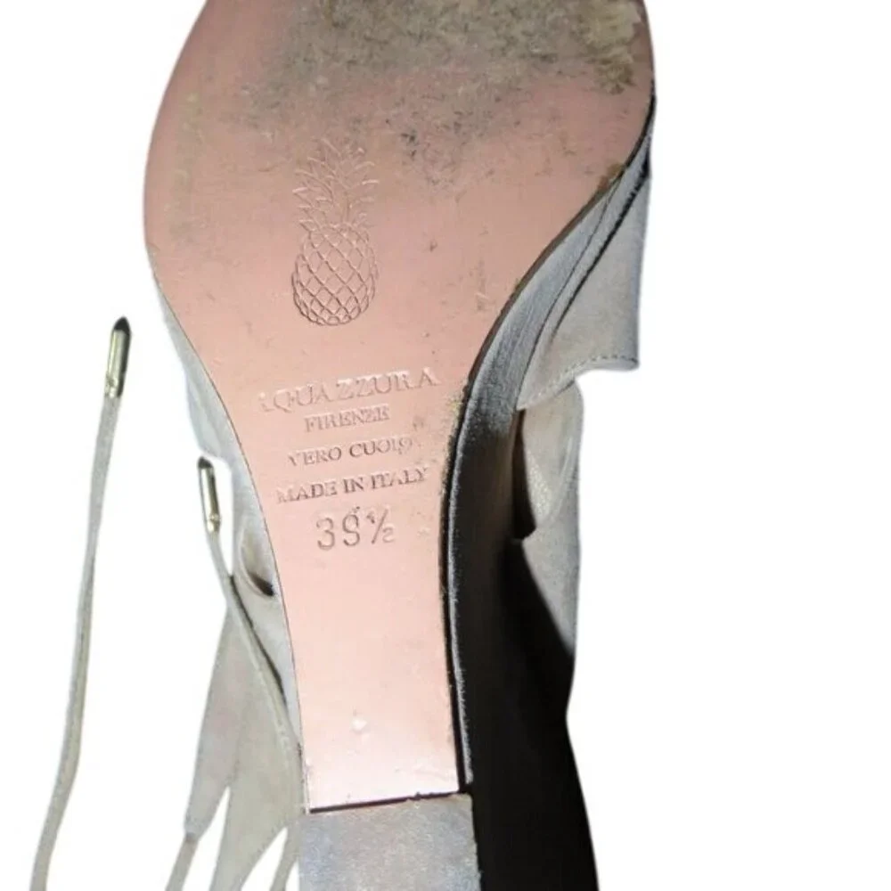 Aquazzura Firenze Sexy Thing Nude Suede Cut Out Slingback Wedges size 39.5 9.5